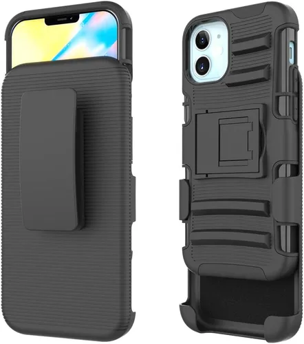 Vista 4 de Funda para iPhone 12 Mini, protección contra caídas de cuerpo completo, resistente con clip para cinturón, funda resistente con protector