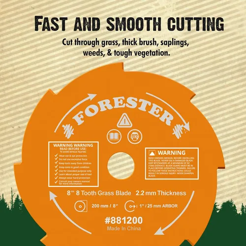 Vista 7 de Kit de conversión para cortasetos FORESTER con cuchilla de 20.3 cm para desbrozadora, gafas de seguridad, tapones para los oídos, guantes, arnés