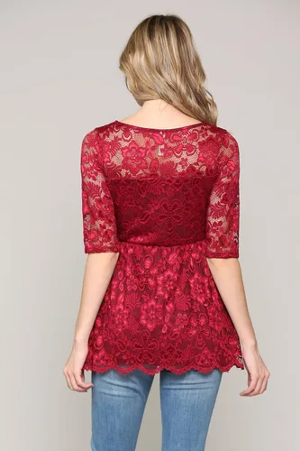 Vista 3 de HELLO MIZ Blusa de maternidad de encaje floral para mujer