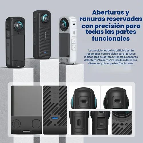 Vista 9 de Insta 360 X4 Lens Guards - Funda de silicona y protectores de pantalla compatibles con Insta360 X4 (gris)
