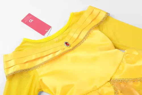 Vista 4 de ReliBeauty Disfraz de princesa para niñas pequeñas, color amarillo