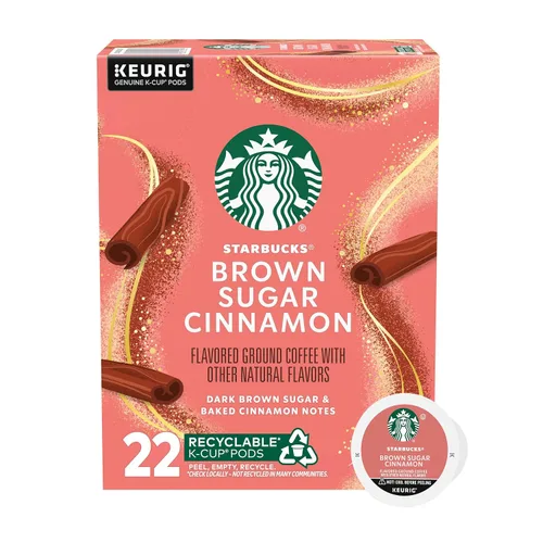 Vista 11 de Cápsulas de café K-Cup de Starbucks, Café con sabor caliente o helado, Azúcar moreno y canela, 10 cápsulas Keurig