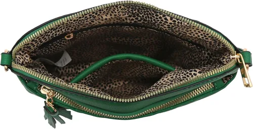 Vista 6 de Bandolera o bolsa mediana con patrón triangular, de estilo cruzado, acolchada y con borla