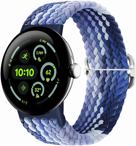 Vista 8 de Correas trenzadas Solo Loop compatibles con Google Pixel Watch 4, 3, 2, 1 de 1.61 pulgadas/1.77 pulgadas, correas elásticas ajustables de nailon