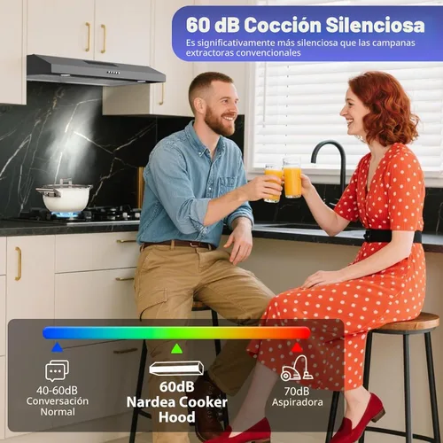 Vista 3 de Campana extractora negra – Bajo gabinete, extractora metalico AR-JX3875BK