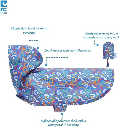 Vista 3 de RC Pet Products - Poncho de lluvia para perro plegable carmesí, talla XS