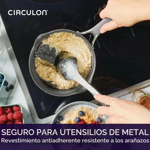 Vista 4 de Circulon Sartén coladora antiadherente serie A1 con tapa, 2 cuartos