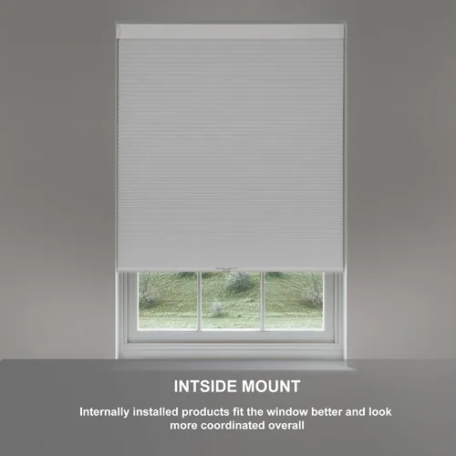 Vista 2 de Persiana celular opaca para ventana, sin cables, con protección UV, aislamiento fácil de instalar para dormitorio, oficina, sala de estar, beige