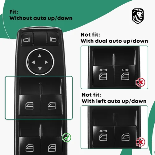 Vista 3 de YHTAUTO Interruptor de ventana principal eléctrico de repuesto para Mercedes-Benz C230 C250 C300 C350 C63 E350 E550 E63 AMG 2009-2012, 3 pines, sin