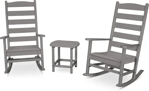 Vista 3 de POLYWOOD® Juego de mecedoras Shaker, color negro