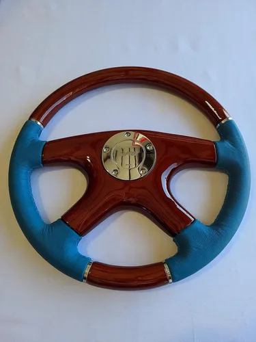 Vista 5 de Raptor Volante de madera de caoba y cuero azul océano de 15