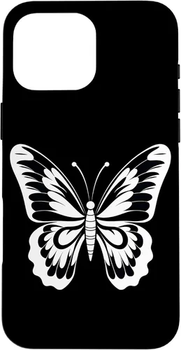 Vista 19 de Funda gráfica de mariposa blanca y negra para iPhone 16