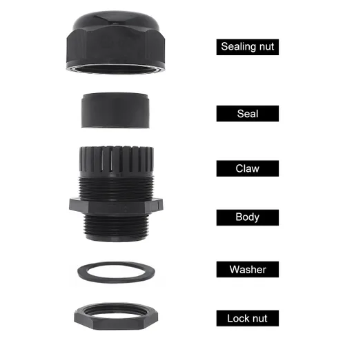 Vista 6 de Prensaestopas RTNLIT NPT de 1-1/2", IP68 impermeable, paquete de 1 Conectores plásticos de nylon ajustables del cordón del alivio de tensión