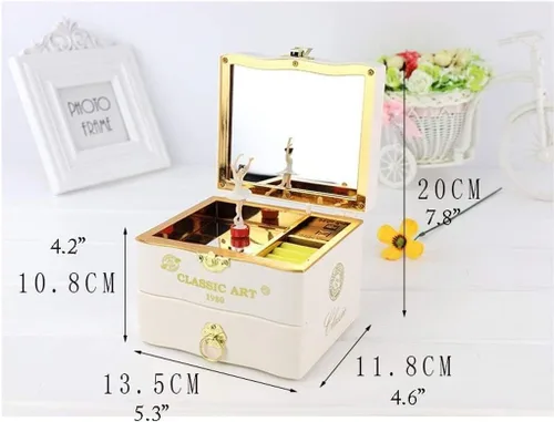 Vista 2 de Joyero de música con diseño de bailarina, caja musical con princesa giratoria, caja de música de plástico para mujeres, niños, niñas, amigas, cajas