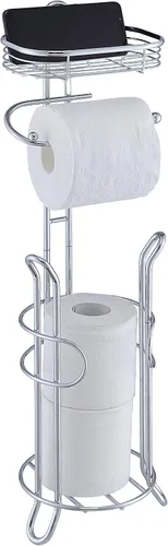 Vista 9 de SunnyPoint Soporte de almacenamiento de rollo de papel higiénico pesado para baño con reserva y estante, el área de reserva tiene suficiente espacio
