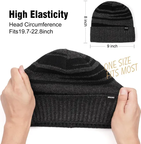 Vista 2 de Wmcaps Gorro de invierno para hombres y mujeres, forro polar, suave, cálido, calavera