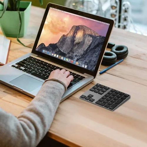 Vista 7 de Teclado Numérico Bluetooth, Lekvey Teclado Numérico Inalámbrico Recargable de Aluminio Delgado de 34 Teclas Teclado Numérico Externo Entrada