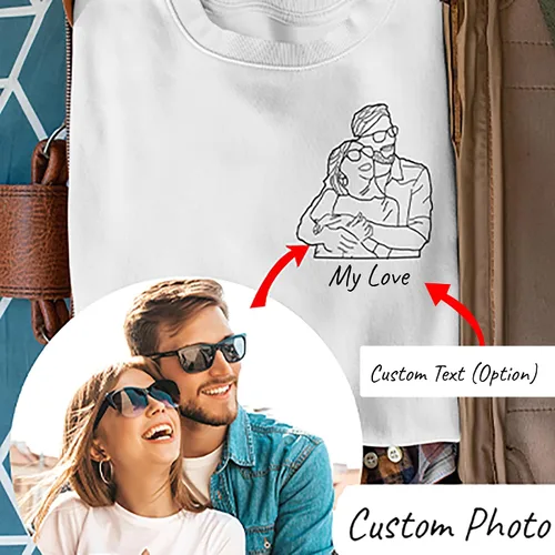 Vista 2 de Sudaderas con capucha personalizadas diseñan el tuyo propio, retrato de camisa de la foto, regalos personalizados para el día de San Valentín
