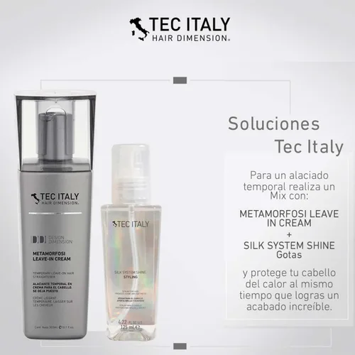 Vista 2 de Tec Italy Paquete de control de cabello encrespado - Metamorfosi Leave in Cream & Silk System Shine
