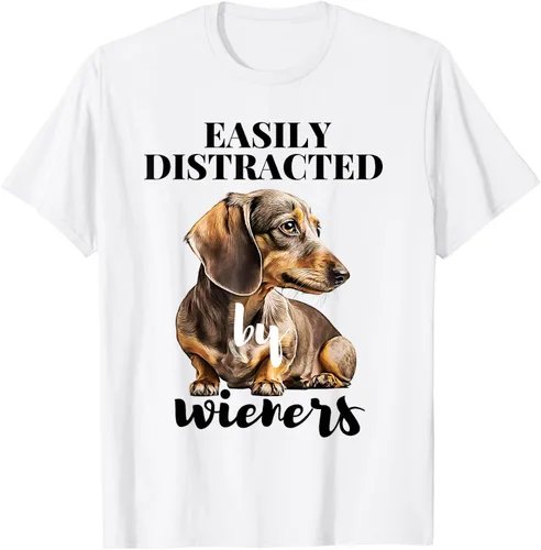 Vista 42 de Easy Distracted By Wieners Dachshund - Camiseta divertida para perro Weiner, Azul