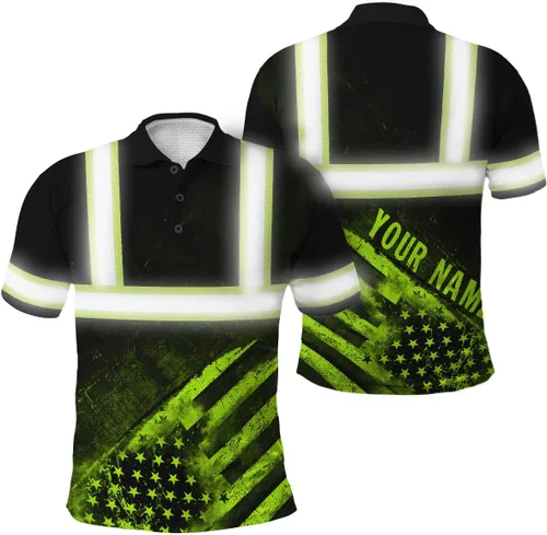 Vista 20 de Polo reflectante con bandera de camuflaje de alta visibilidad para hombres y mujeres, polo de seguridad para trabajo, patriótico