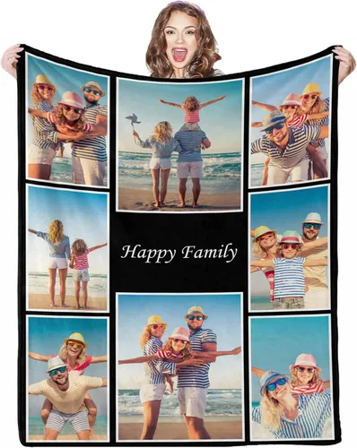 Vista 32 de Mantas personalizadas con fotos, 1 foto, manta personalizada, regalos personalizados para mamá, papá, pareja, novia, novio, esposa, marido, 8 tamaños