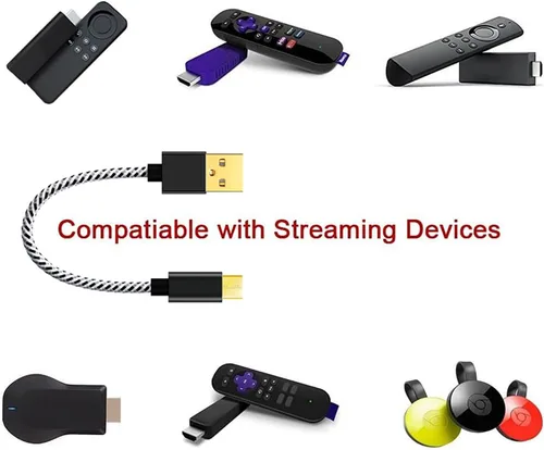 Vista 3 de Cable de alimentación USB para Fire Stick, cable adaptador de repuesto para enchufe, alimenta Amazon FireStick directamente desde el puerto USB