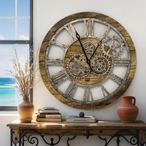 Vista 3 de ImprovingLife El Reloj de Engranajes El Reloj de Pared Original con Engranaje de Movimiento Real Vintage Industrial de Gran Tamaño Rústico de Granja