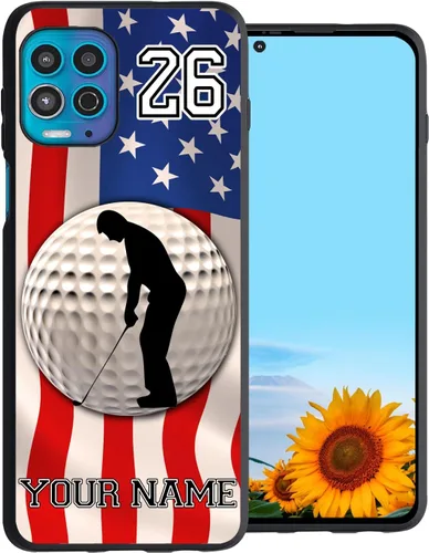 Vista 2 de Personalized Golfer Name Number America Flag Design Rubber Cover Phone Case for iPhone15 14 11 12 13 PRO MAX XR XS MAX 8 PLUS 6S PLUS Custom Golf