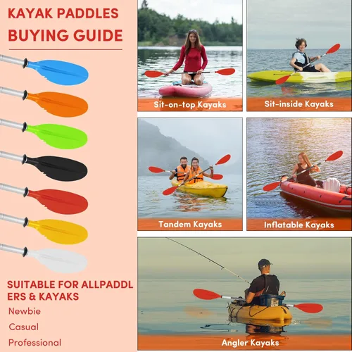 Vista 29 de Remo de kayak, 88 pulgadas, 4 piezas de remos para kayak, flotador de eje de aleación de aluminio resistente, ligero, desmontable, ajustable