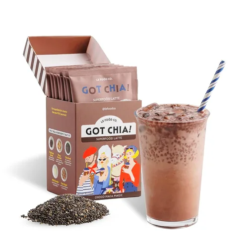 Vista 13 de Le Food Got Chia! Superfood Latte - Mezcla de bebida de semillas de chía Clean Label (6 cajas de 4, flor ámbar oolong)