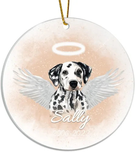Vista 9 de Personalized Acrylic Pet Memorial Ornament, Acrylic, English Setter Hanging Keepsake, Dog Remembrance Ornament, Dog Gifts, Dog Angel Wings Ornament