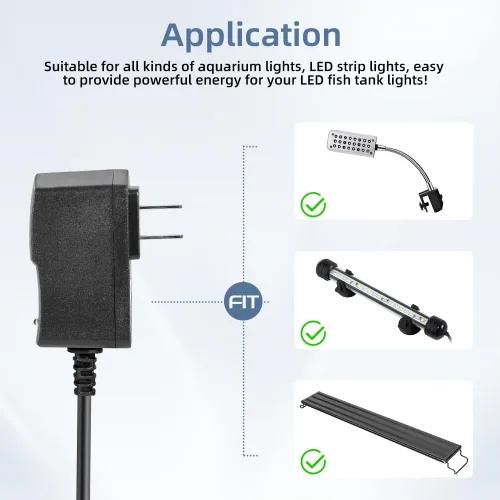 Vista 7 de DaToo Adaptador de corriente LED para acuario AC 100-240V DC 12V 1A Adaptador de corriente de repuesto para tanque de peces Convertidor de fuente