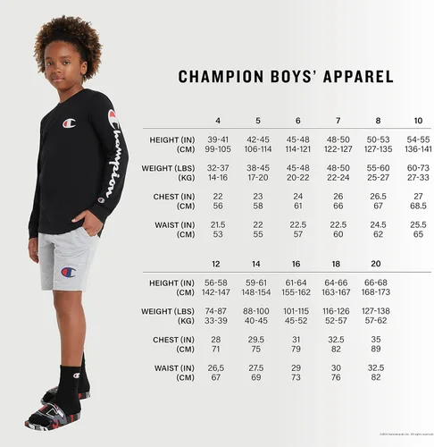 Vista 3 de Champion Pantalones cortos deportivos para niños, pantalones cortos ligeros para niños, rizo francés, 8 pulgadas