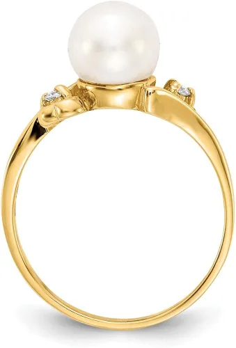 Vista 2 de Anillo de oro amarillo macizo de 14 quilates de 0.276in de perlas cultivadas de agua dulce (0,04 quilates)