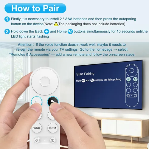 Vista 4 de Control remoto por voz de repuesto para Google-Chromecast-Remote, para Chromecast con Google TV Remote 4K/HD y Google TV Streamer 4K
