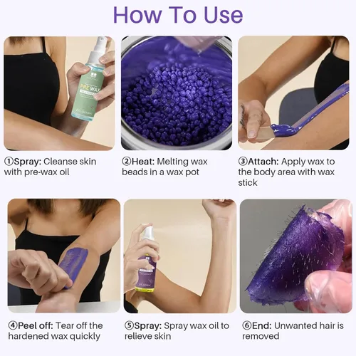 Vista 7 de BLITZWAX Kit de depilación brasileña y bikini para mujer, calentador de cera dura para cara, piernas y cuerpo, kit de depilación en casa, apto