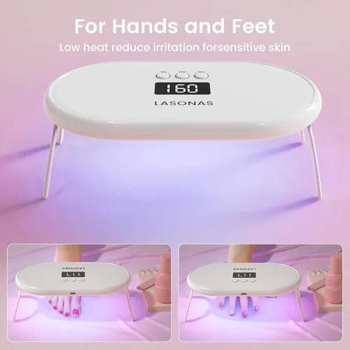 Vista 6 de LASONAS Lámpara de uñas LED UV para esmalte de gel de 24 W, luz UV, 3 ajustes de temporizador, secado rápido, mini lámpara de curado portátil