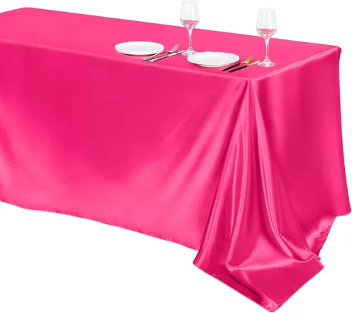Vista 22 de TURSTIN Paquete de 4 manteles de satén negro de 102 x 58 pulgadas, mantel rectangular de seda brillante, tela suave, decoración de mesa para bodas