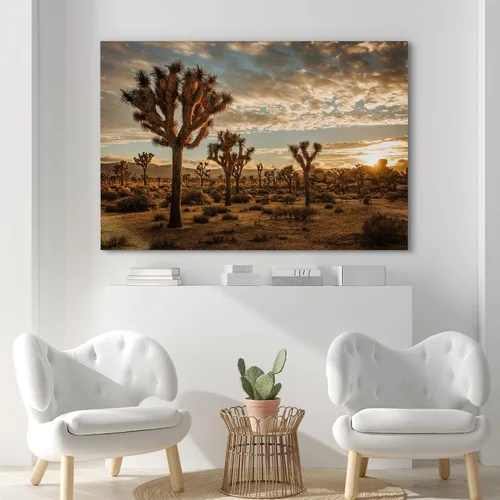 Vista 43 de SIGNFORD - Cuadro en lienzo para pared, silueta de bosque con estrellas azul marino y verde azulado, naturaleza, fotografía, realismo, decoración