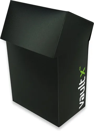 Vista 3 de Vault X Pequeña caja de cubierta estándar con 100 fundas negras, se adapta a más de 60 tarjetas coleccionables con funda (negro)