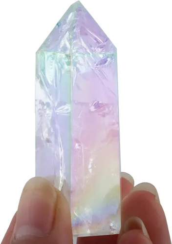 Vista 2 de mookaitedecor Varitas de cristal curativo, 6 facetas de un solo punto para meditación de chakras, reiki, decoración del hogar, ángel aura cuarzo