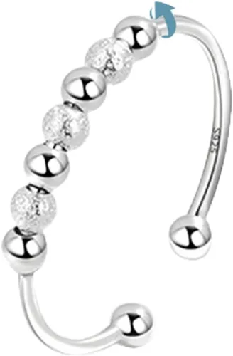 Vista 8 de Vito 925 Sterling Silver Fidget Anxiety Open Ring for Women Men