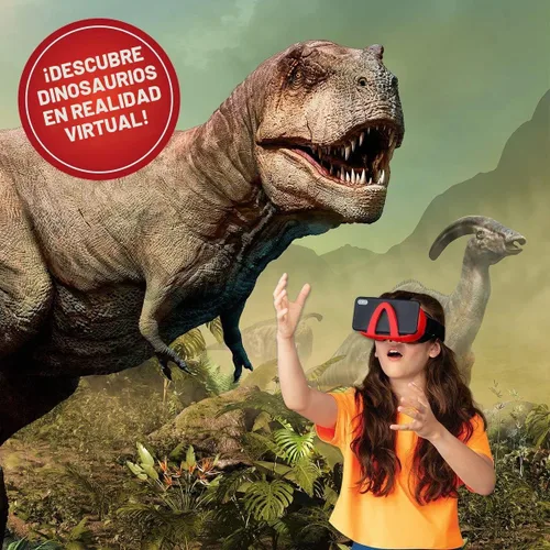 Vista 6 de Abacus Brands Caja de regalo de dinosaurios de realidad virtual, libro interactivo ilustrado de realidad virtual y juego de actividades