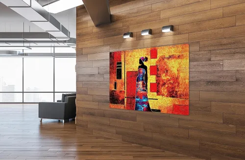 Vista 4 de SpiritualHands Máscaras africanas - Lienzo decorativo para pared, lienzo de dama africana, vibrante arte de pared africano hecho a mano