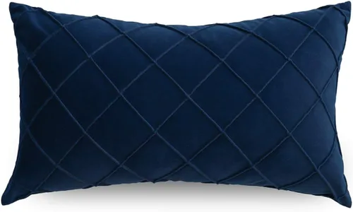 Vista 9 de PLWORLD Funda de almohada lumbar negra de 12 x 20 pulgadas, funda de cojín plisada de terciopelo, solo 1 funda, sin relleno