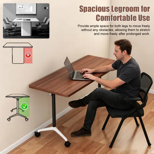 Vista 6 de Folding Conference Table with Wheels, 70.8" Flip-top Training Table, 6Pack Walnut 1