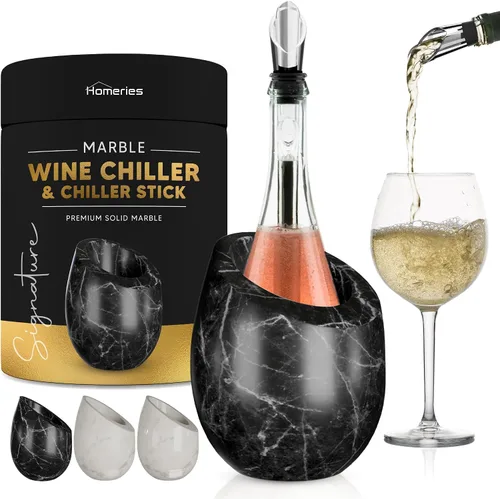 Vista 9 de Cubo Enfriador de Vino de Mármol Homeries - Enfriador de Vino y Champán para Fiestas, Cena – Mantén el Vino y las Bebidas Frías, Enfriadores de Vino