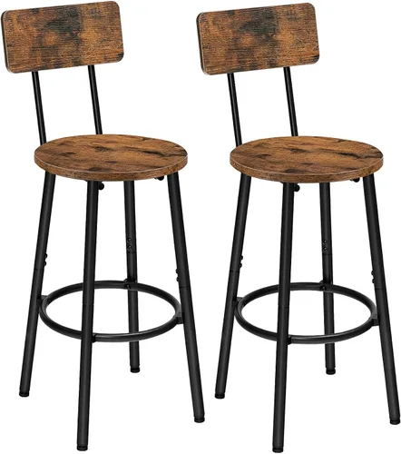 Vista 10 de HOOBRO Taburetes de bar, juego de 2 taburetes de bar redondos con respaldo, sillas de bar de 25.2 pulgadas para isla de cocina, comedor, taburetes