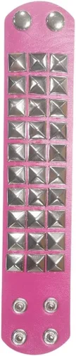Vista 2 de Fuqimanman2020 1-2 PCS Pulseras Brazaletes de Cuero Genuino Gótico Punk Metal de los 80s para Hombres y Mujeres, Negro Colorido Ajustable Rock Spike